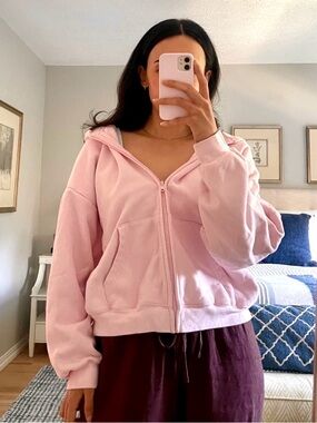 Skims Cherry Blossom Cotton Fleece Classic Zip Up Hoodie